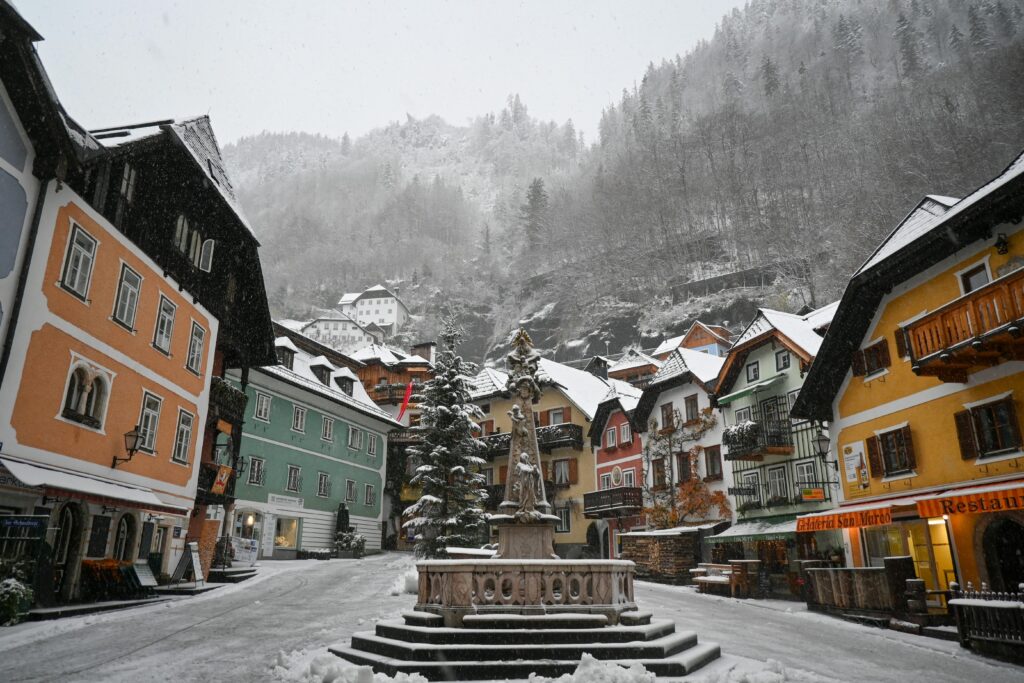 charming austrian village in winter