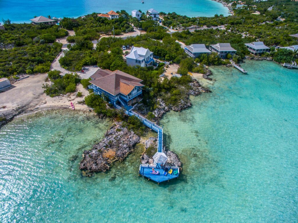 Luxury Caribbean villa with pier into the water