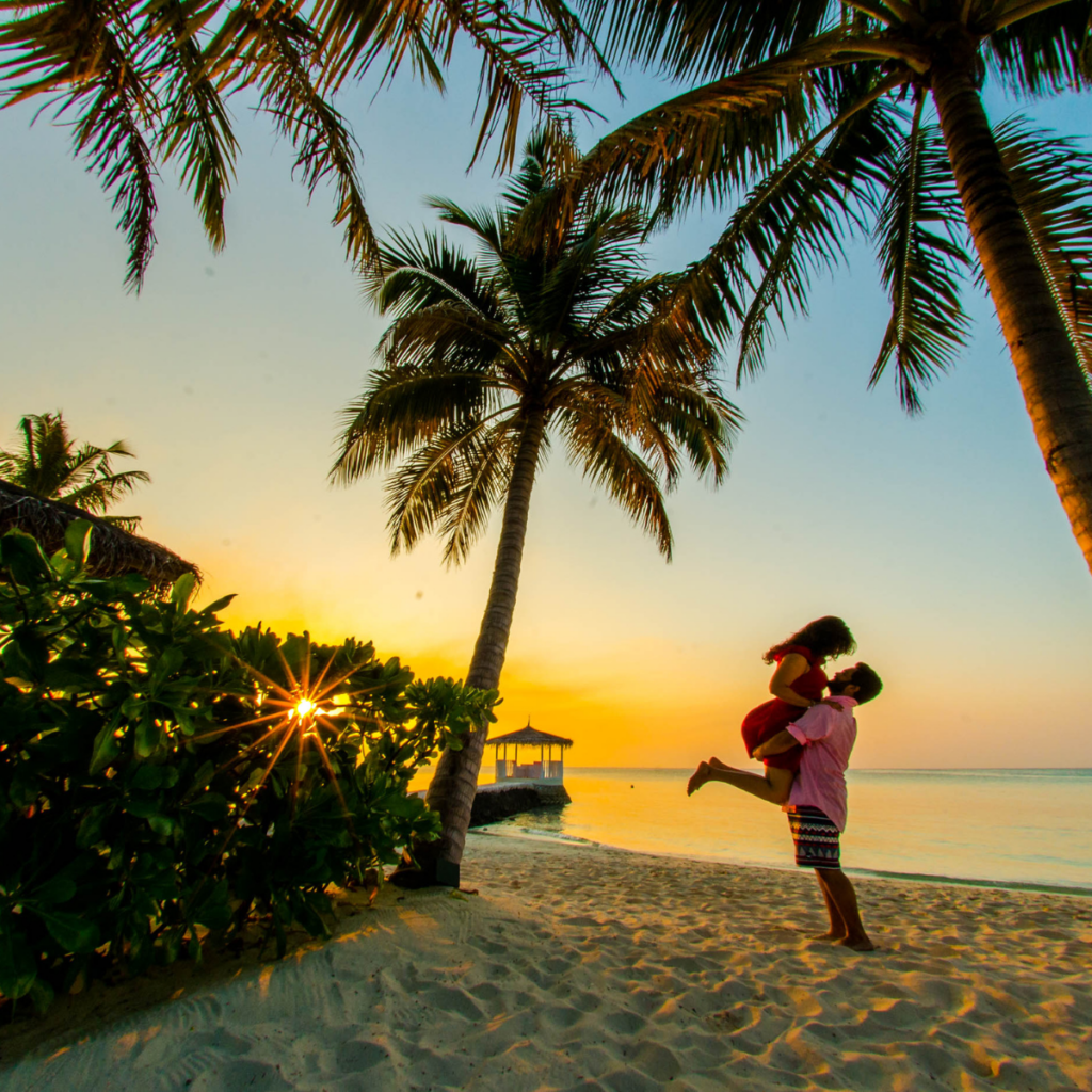 Honeymoon on tropical beach